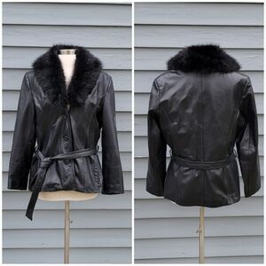 Wilsons Leather Black Jacket with Fur Collar